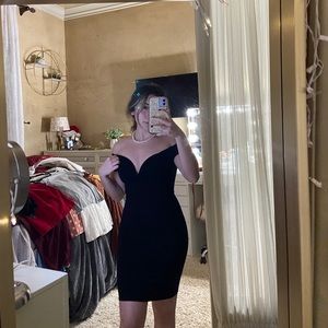 black off shoulder mini dress